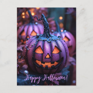 Carte Postale Parties scintillant déplaisante Citrouilles Hallow