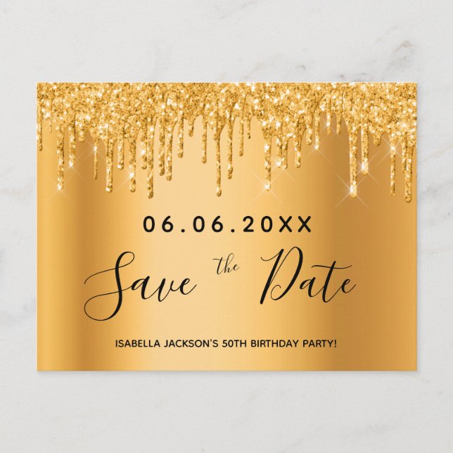 Carte Postale Parties scintillant d'or de fête d'anniversaire te (Devant)
