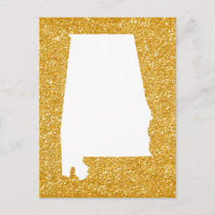 Carte Postale Parties scintillant d'or et Alabama blanc