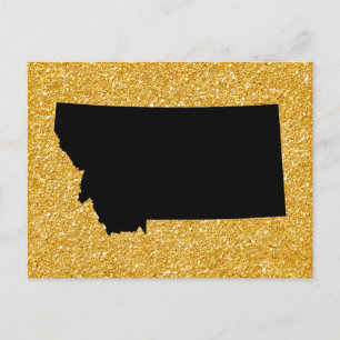 Carte Postale Parties scintillant d'or et Montana noir