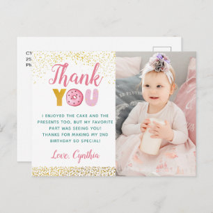 Carte Postale Parties scintillant d'or Fille Donut Anniversaire