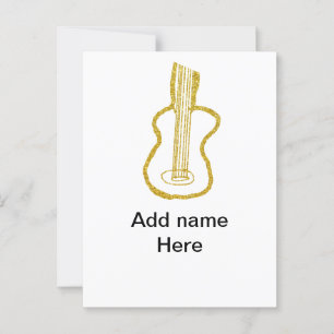 Carte Postale Parties scintillant d'or guitare acoustique ajoute