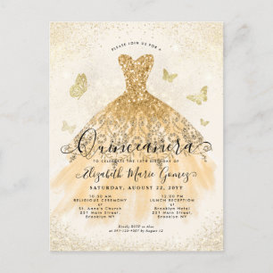 Carte Postale Parties scintillant d'or jaune clair moderne Gown 