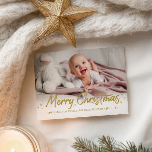Carte Postale Parties scintillant d'or photo manuscrite Joyeux N