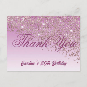 Carte Postale Parties scintillant d'or rose, 20e anniversaire Me