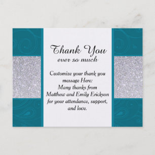 Carte Postale Parties scintillant en argent et Aqua Turquoise av