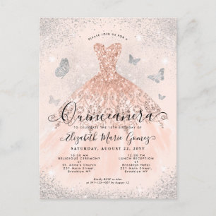Carte Postale Parties scintillant en argent rose Rose Rose Rose 