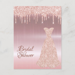 Carte Postale parties scintillant en or rose robe nuptiale invit