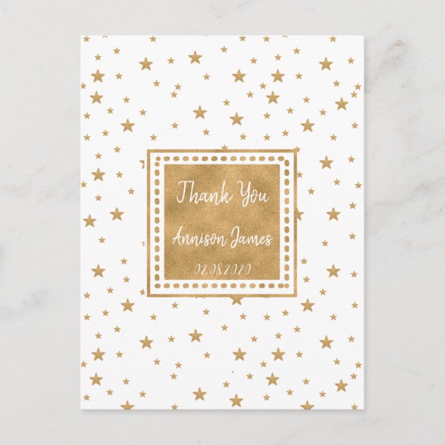 Carte Postale Parties scintillant Gold Star personnalisée Merci  (Devant)