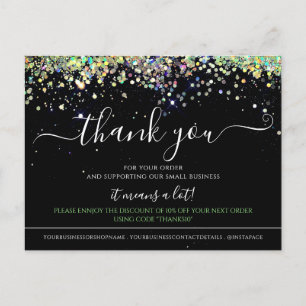 Carte Postale Parties scintillant holographique Black Elegant Ca