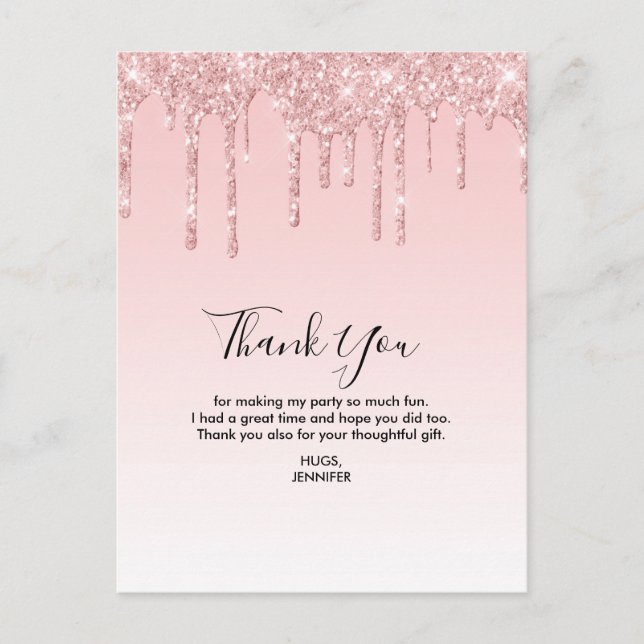 Carte Postale Parties scintillant liquide moderne tendance rose  (Devant)