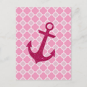 Carte Postale Parties scintillant Motif Quatrefoil rose étincell