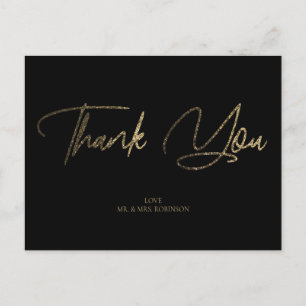 Carte Postale Parties scintillant or et argent Chic Merci noir P