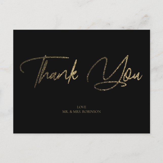 Carte Postale Parties scintillant or et argent Chic Merci noir P (Devant)