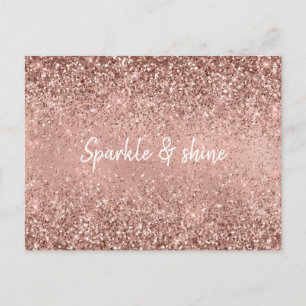 Carte Postale Parties scintillant or Rose Glam