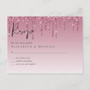 Carte Postale PARTIES SCINTILLANT rose BUDGET Mariage RSVP