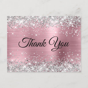 Carte Postale Parties scintillant rose et argent 30e anniversair