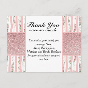 Carte Postale Parties scintillant rose Faux et rayures de pincea