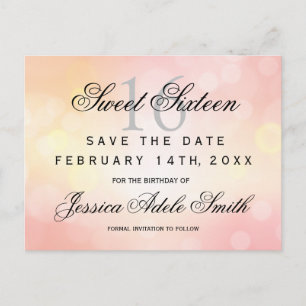Carte Postale Parties scintillant rose glamour Sweet 16 enregist