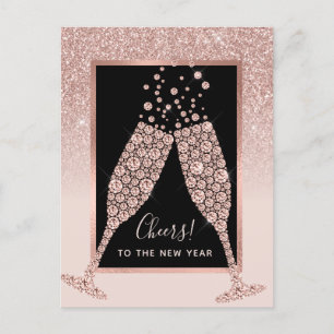 Carte Postale Parties scintillant rose pâle Champagne Toit Nouve