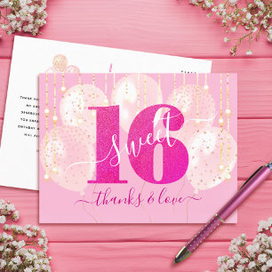 Carte Postale Parties scintillant rose sucré 16 Anniversaire Mer