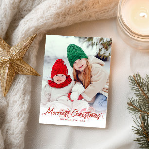 Carte Postale Parties scintillant rouge Calligraphie photo Noël 