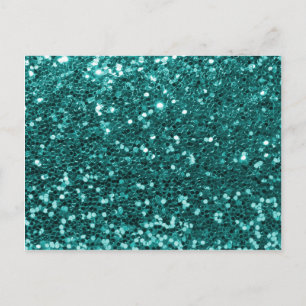 Carte Postale Parties scintillant Turquoise chic Faux