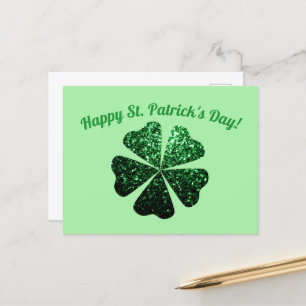Carte Postale Parties scintillant vert foncé pétillant Shamrock 