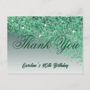 Carte Postale Parties scintillant verte, Merci de 40e anniversai
