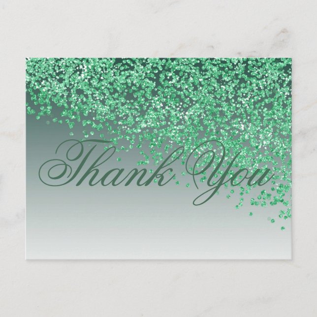 Carte Postale Parties scintillant verte tons verts Merci (Devant)