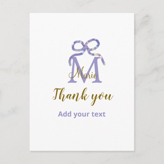 Carte Postale Parties scintillant violet arc ajouter nom lettre  (Devant)