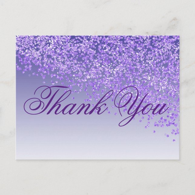 Carte Postale Parties scintillant violet teintes violettes Merci (Devant)