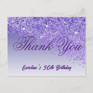 Carte Postale Parties scintillant violette, Merci du 30e anniver