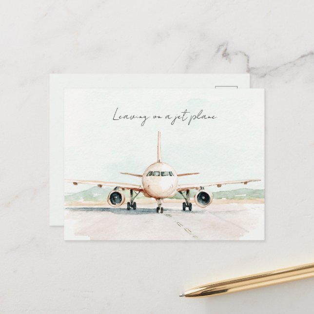 Carte Postale Partir En Avion À Réaction (Devant/Arrière en situation)