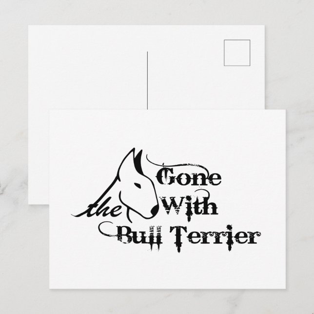Carte Postale Partis avec les amoureux de les chiens du BULL TER (Devant / Derrière)