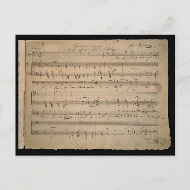 Carte Postale Partition antique de 1822, Chanson du vieil homme (Devant)