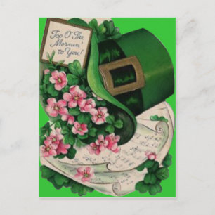 Carte Postale Partition de musique du chapeau de lutin à fleur d