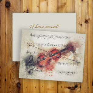 Carte Postale Partition de violon aquarelle Changement d'adresse
