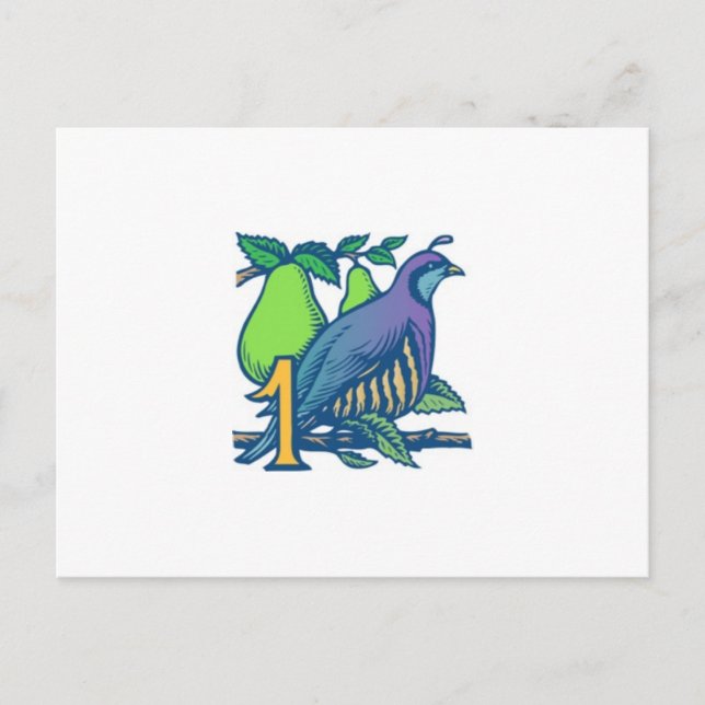 Carte Postale Partridge dans un arbre à poires (Devant)