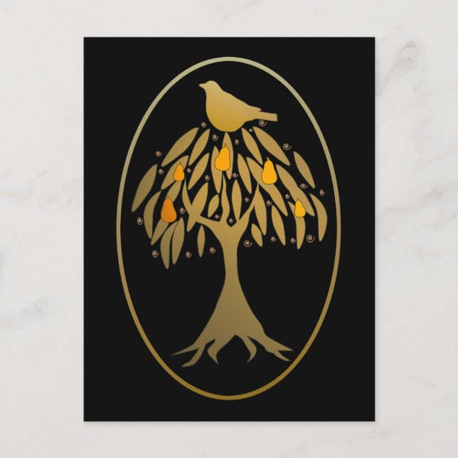 Carte Postale Partridge dans un arbre à poires Gold (Devant)