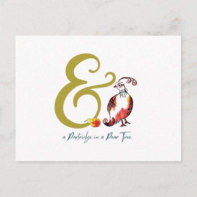 Carte Postale Partridge rétro dans un arbre à poires illustré à  (Devant)