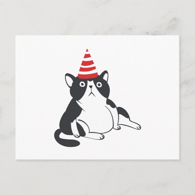 Carte Postale Party cat - Choisir la couleur de l'arrière - plan (Devant)