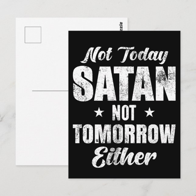 Carte Postale Pas Aujourd'Hui Satan Pas Demain (Devant / Derrière)