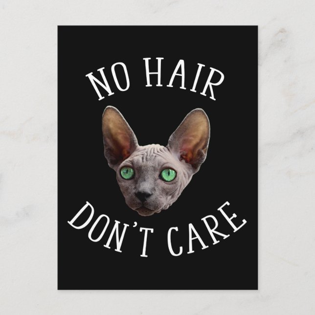 Carte Postale Pas de cheveux, je m'en fiche ! Chat Sphynx drôle (Devant)