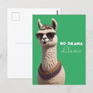 Carte Postale Pas de Drama Llama Funky Alpaca Lunettes de soleil