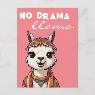 Carte Postale Pas De Drama Llama Funky Joli Alpaca Girl Rose