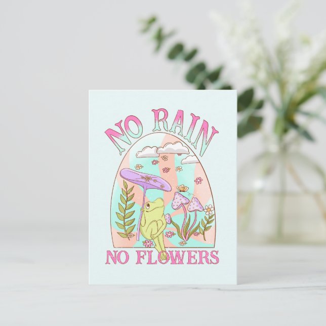 Carte Postale Pas de pluie, pas de fleurs - Floral et champignon (Debout devant)