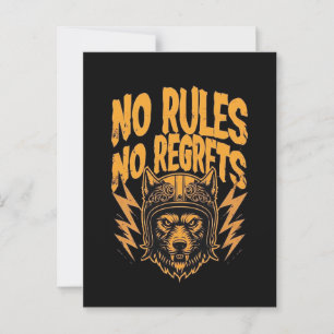 Carte Postale Pas de règlement Pas de Regrets - Wolf Biker Graph