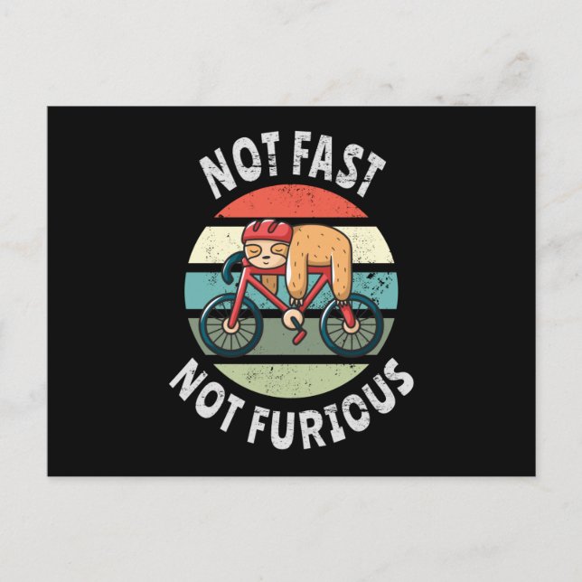Carte Postale Pas Fast Not Furious paresseux vélo de couchage (Devant)