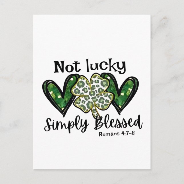 Carte Postale Pas Lucky, Simplement Béni Lucky Charm St Patrick (Devant)